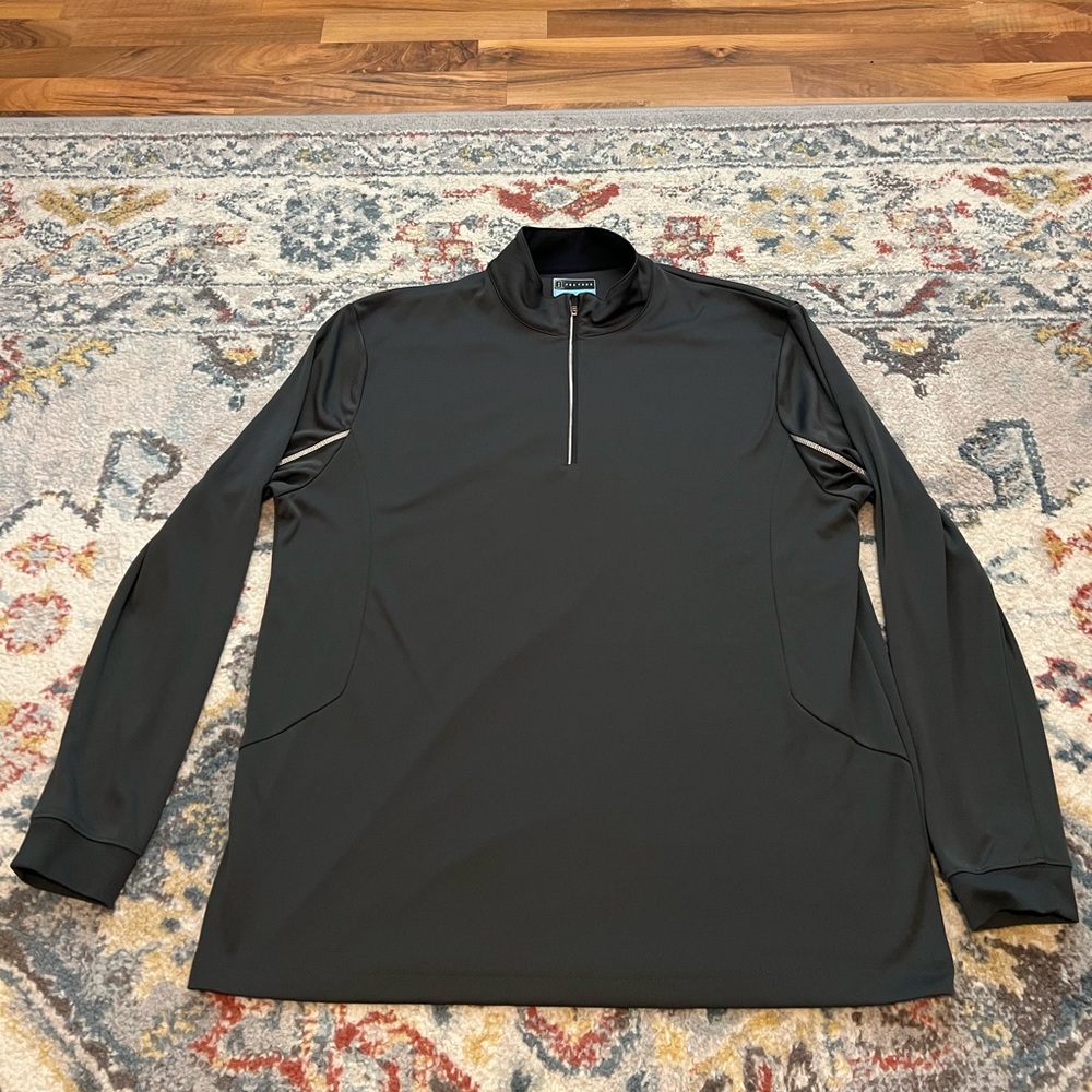 PGA TOUR Dark Grey Men's Thermal Flux Quarter-Zip Golf Pullover